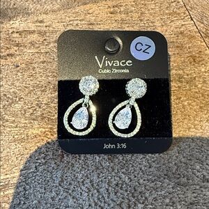 New Vivace Cubic Zirconia 1 inch Drop Crystal Earrings